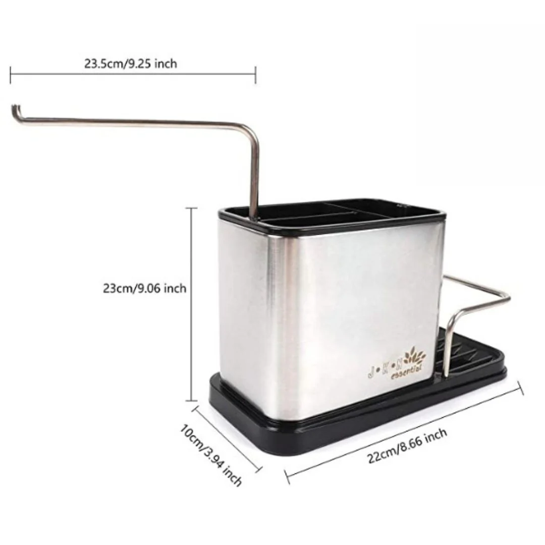 Essential Kitchen Sink Caddy 4 in 1 Liquid, Towel, Utensil & Brush Storage - Image 2