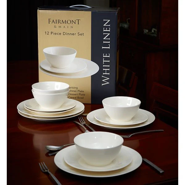 Fairmont & Main 12 Piece Dinner Set - White Linen WL13 - Image 2