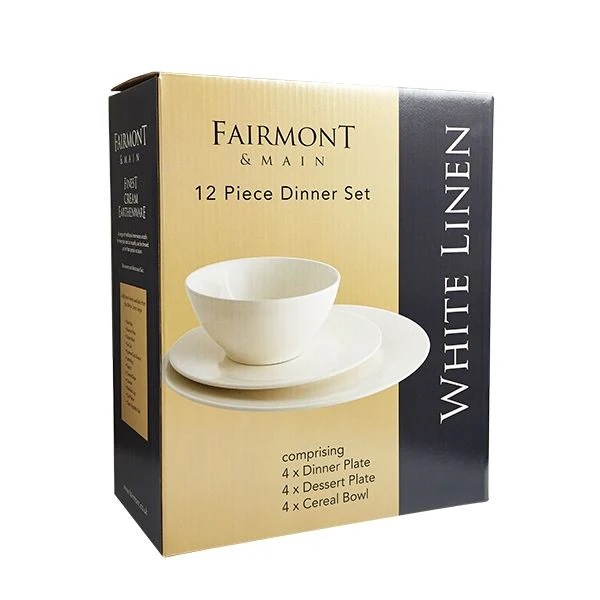 Fairmont & Main 12 Piece Dinner Set - White Linen WL13 - Image 3
