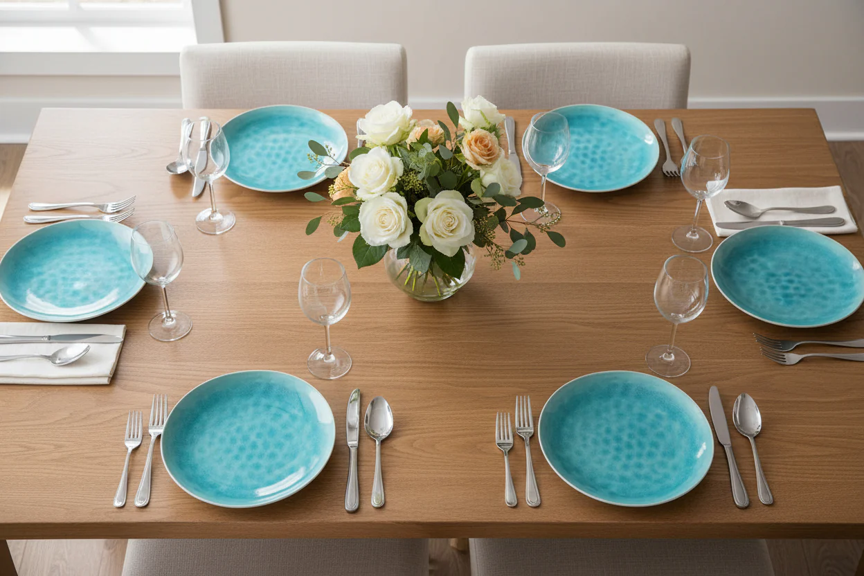 Fairmont & Main 12 Piece Dinner Set - Vie Naturelle Turquoise - Image 2