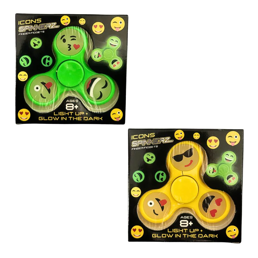 Fidget Spinner Light Up & Glow in The Dark - Yellow/Green (2 Pack)