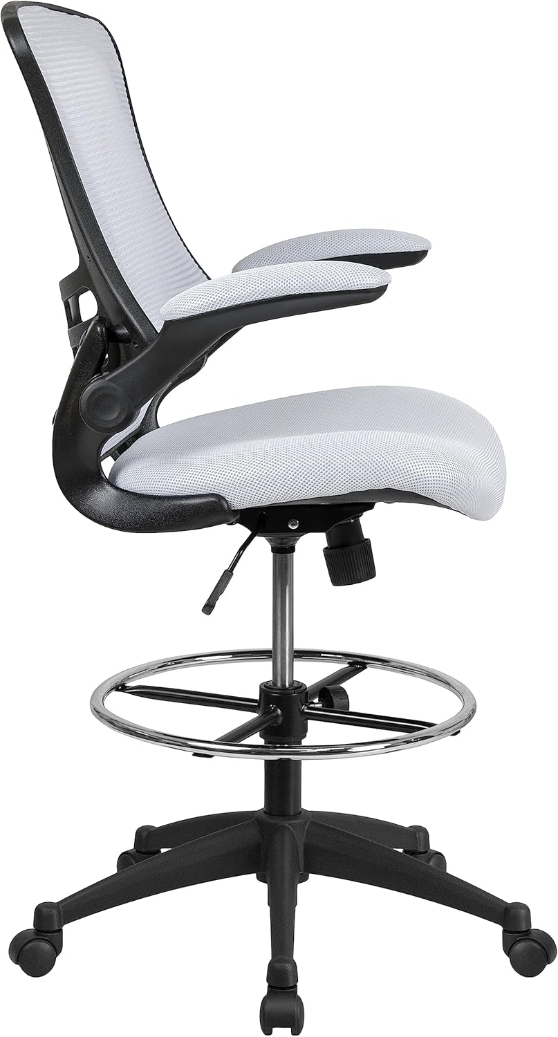 Flash Furniture Adjustable Drafting Chair - White Mesh - Image 7