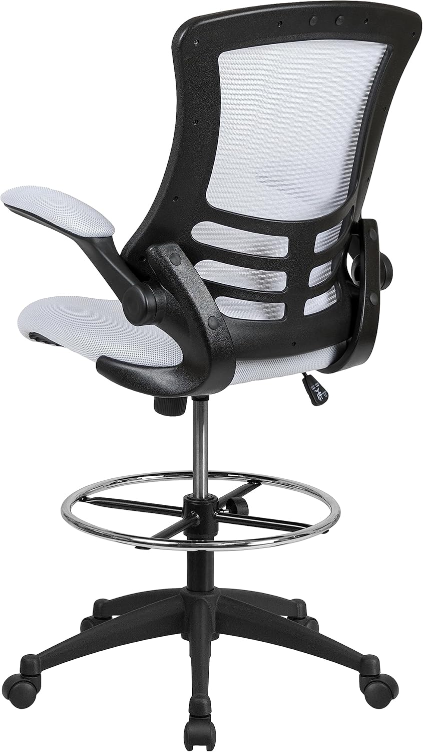 Flash Furniture Adjustable Drafting Chair - White Mesh - Image 8