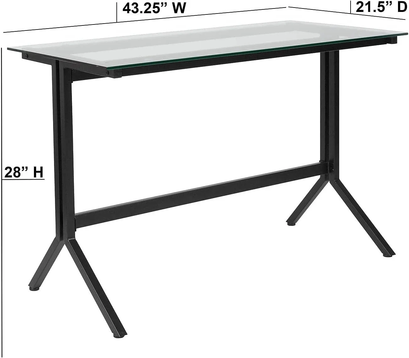 Flash Furniture Glass Computer Desk with Black Metal Frame - Image 3