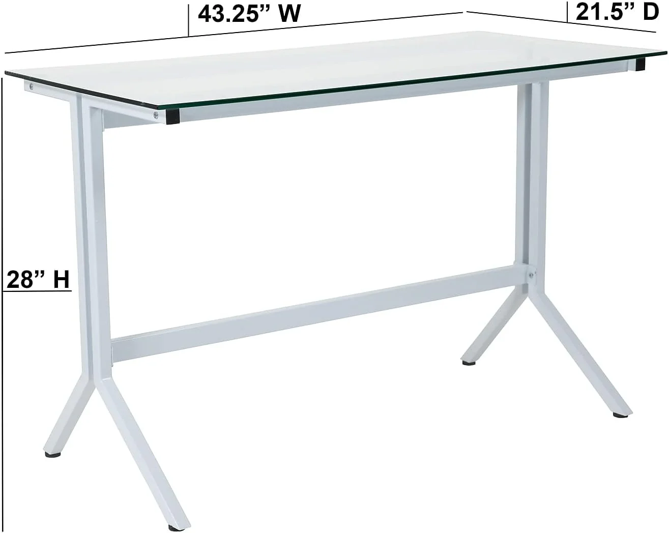 Flash Furniture Glass Computer Desk with White Metal Frame - Image 3