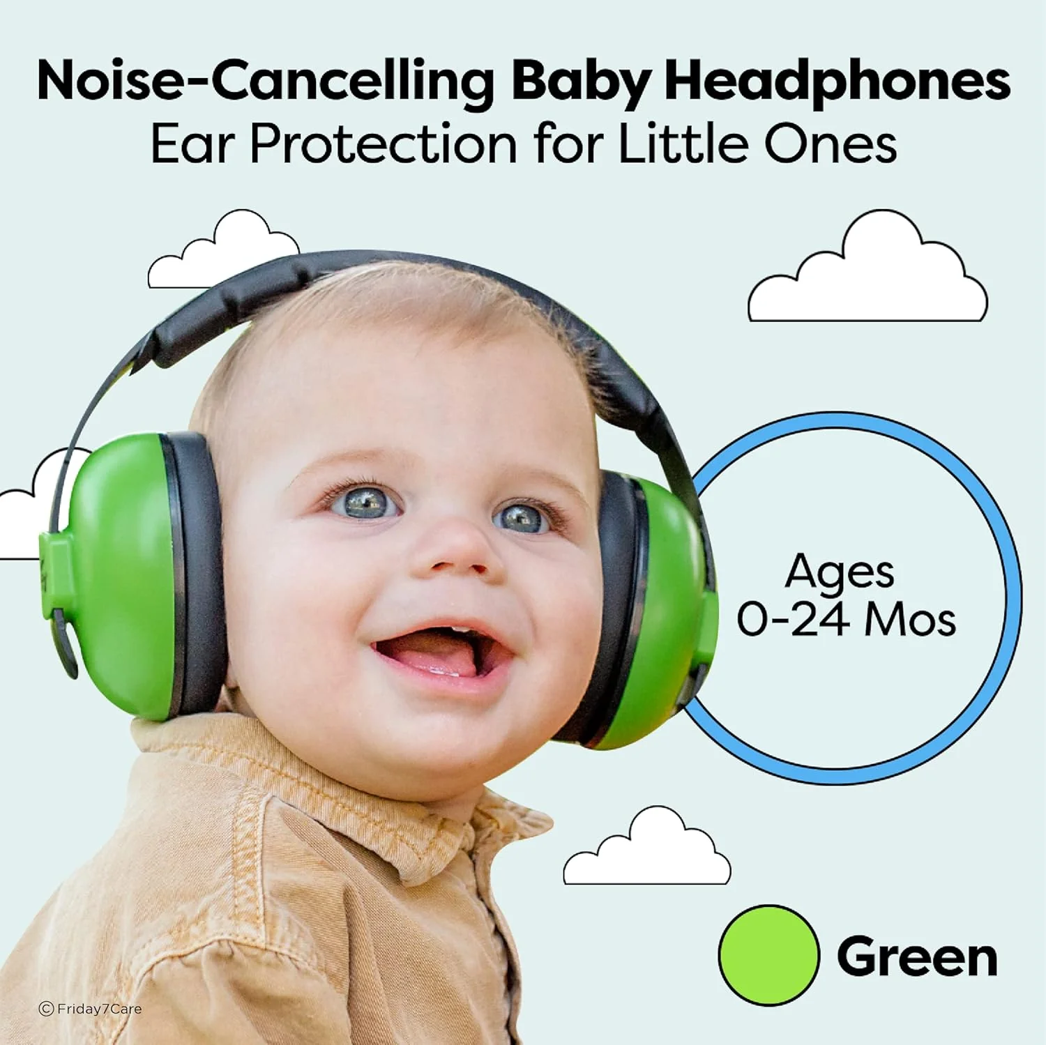 Friday 7Care Ear Protection Noise Cancelling Headphones (0-24 Months) - Green - Image 2