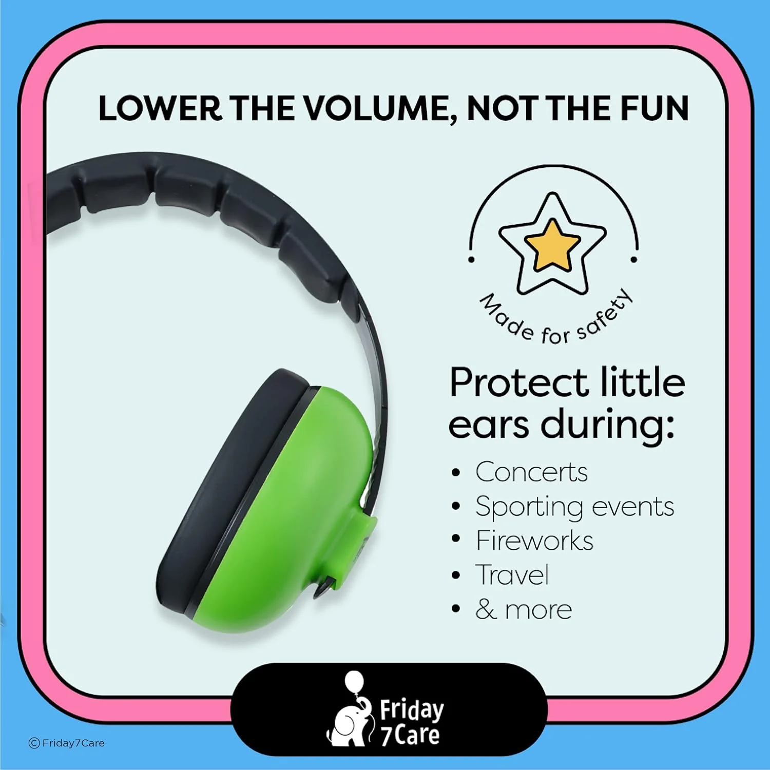 Friday 7Care Ear Protection Noise Cancelling Headphones (0-24 Months) - Green - Image 3