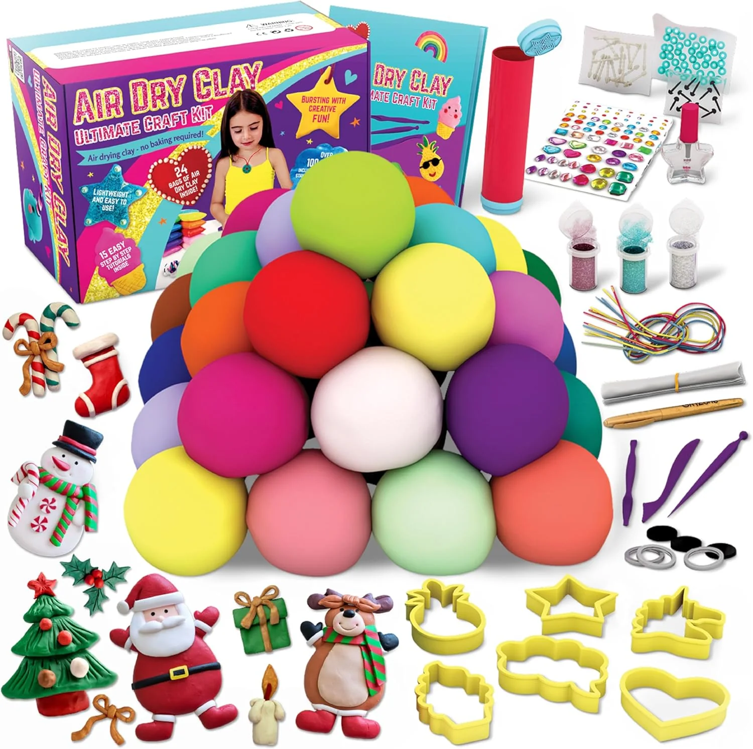 GirlZone Air Dry Clay Ultimate Craft Kit for Kids