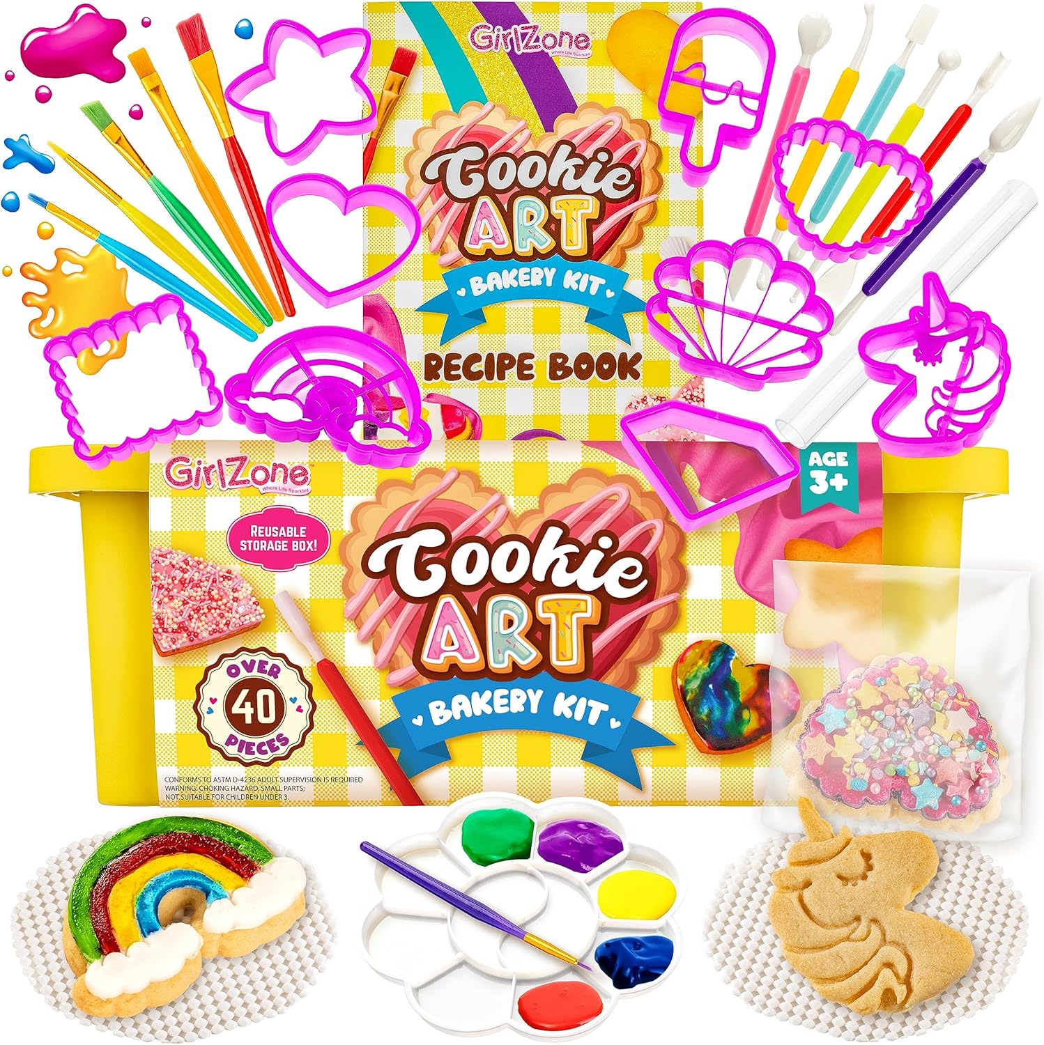GirlZone Cookie Art Bakery Kit - Decorate Cookies Using Baking Accessories