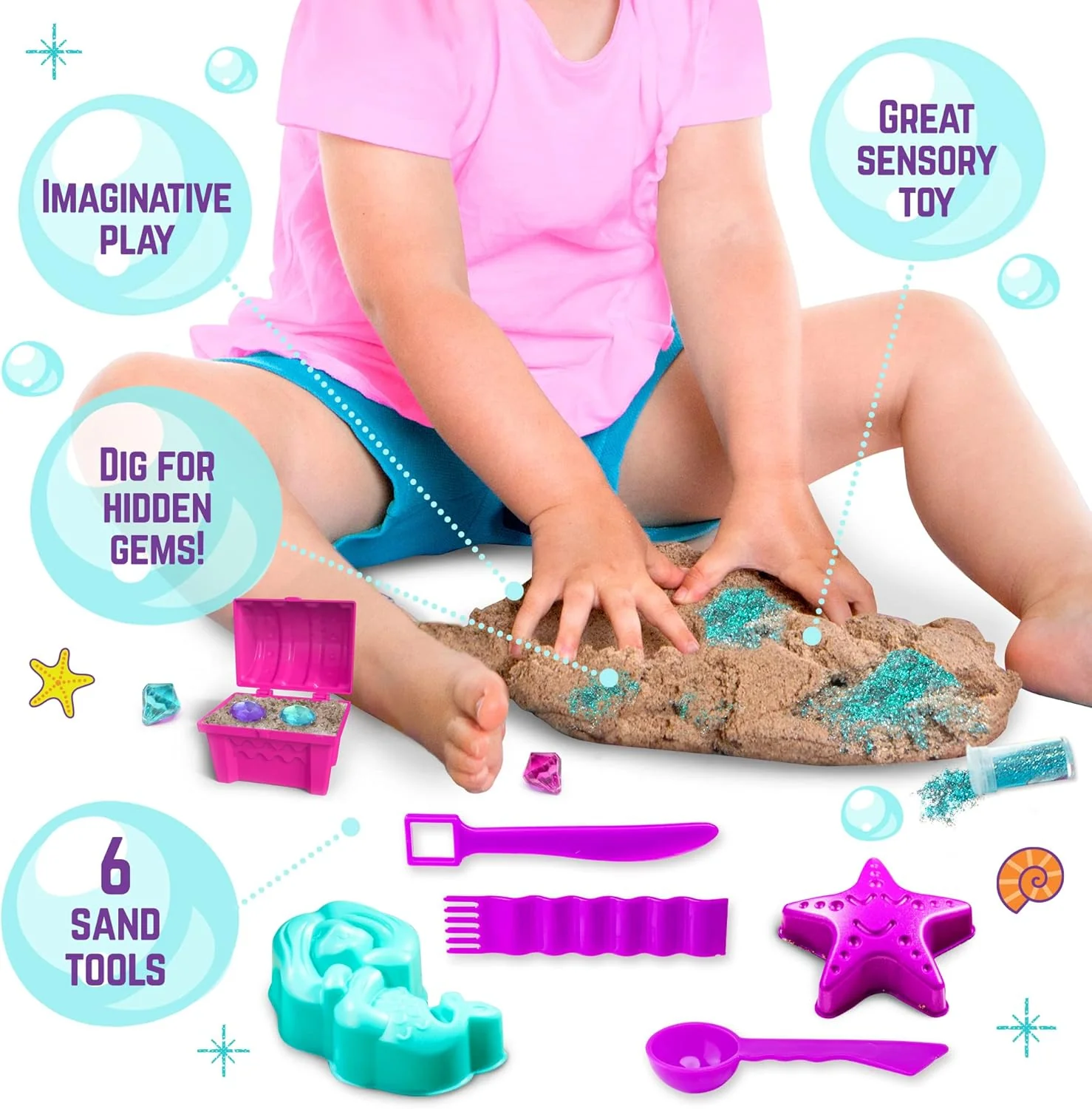 GirlZone Mermaid Treasures Play Sand Kit - Image 5
