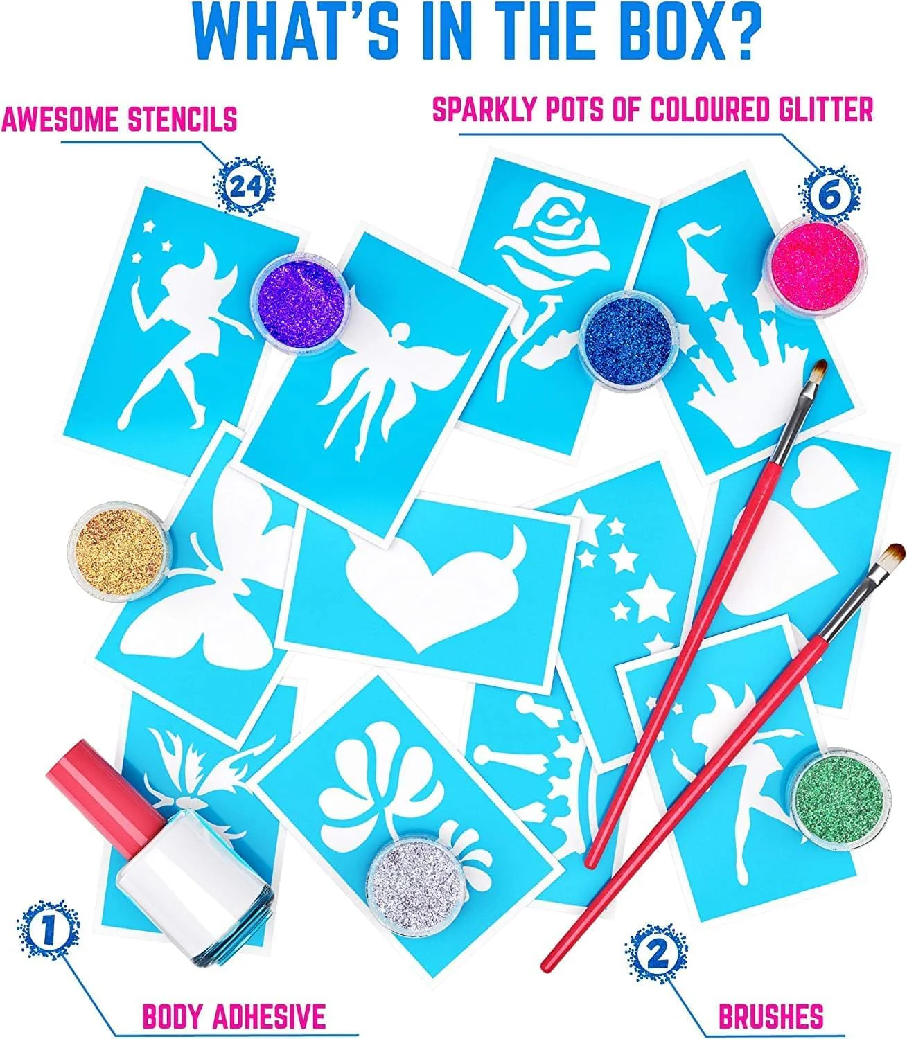 GirlZone Temporary Glitter Tattoos Kit for Girls - 33 Pieces - Image 3