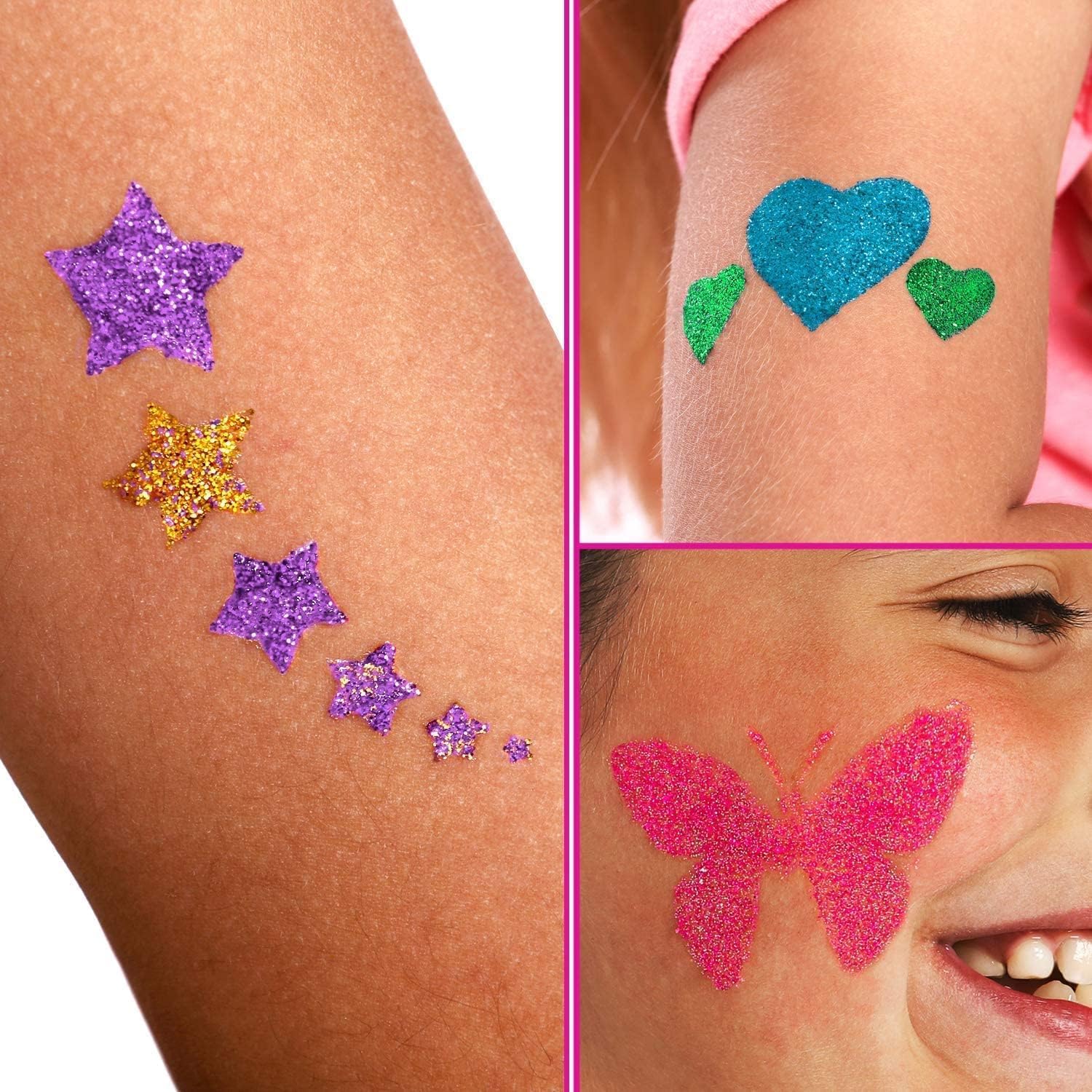 GirlZone Temporary Glitter Tattoos Kit for Girls - 33 Pieces - Image 6