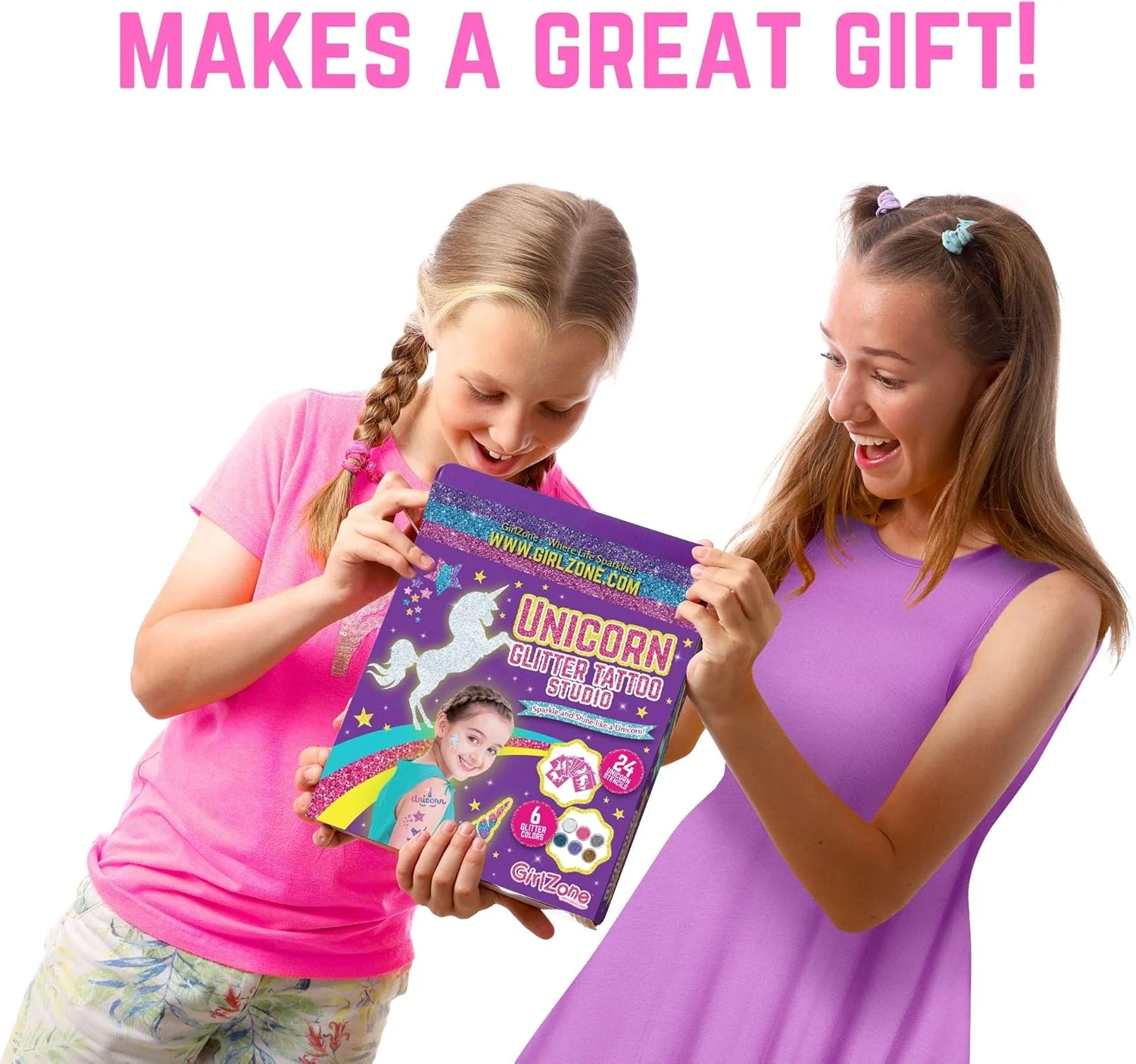 GirlZone Unicorn Glitter Tattoo Studio for Kids - Image 6
