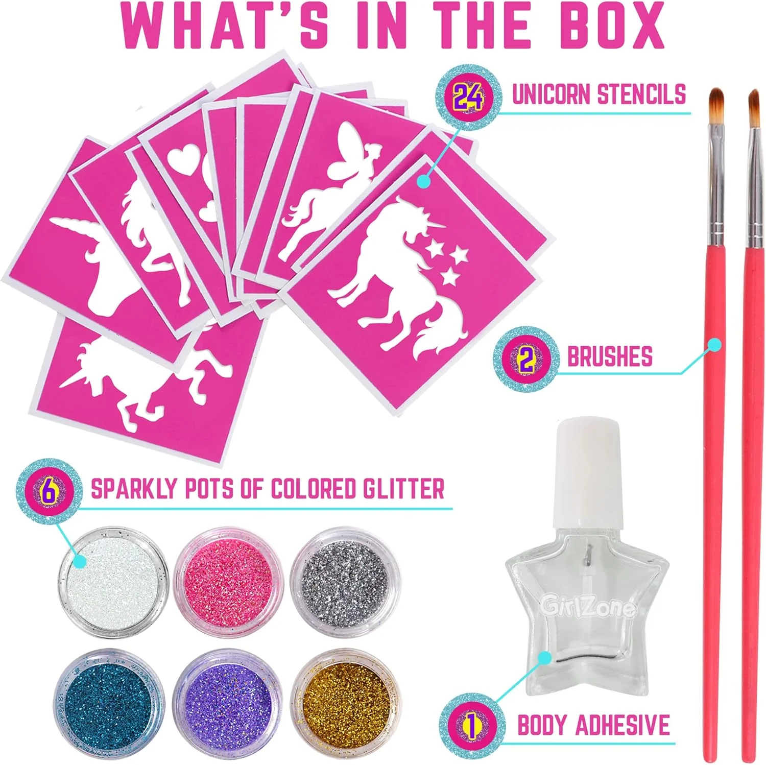 GirlZone Unicorn Glitter Tattoo Studio for Kids - Image 7