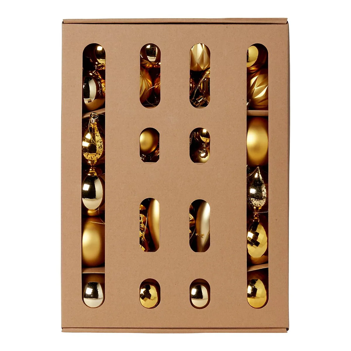 Gold effect Plastic Christmas Bauble Decoration Set - Pack of 40 - Image 9