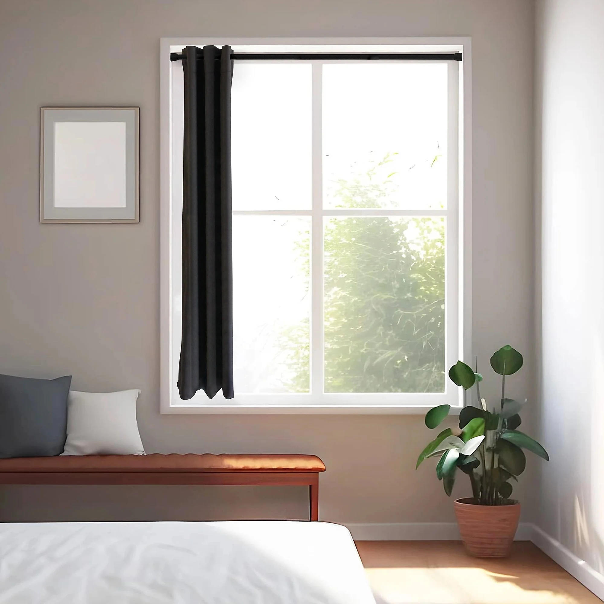 GoodHome Araxos Matt Black Extendable Single Curtain Pole Set - Image 5