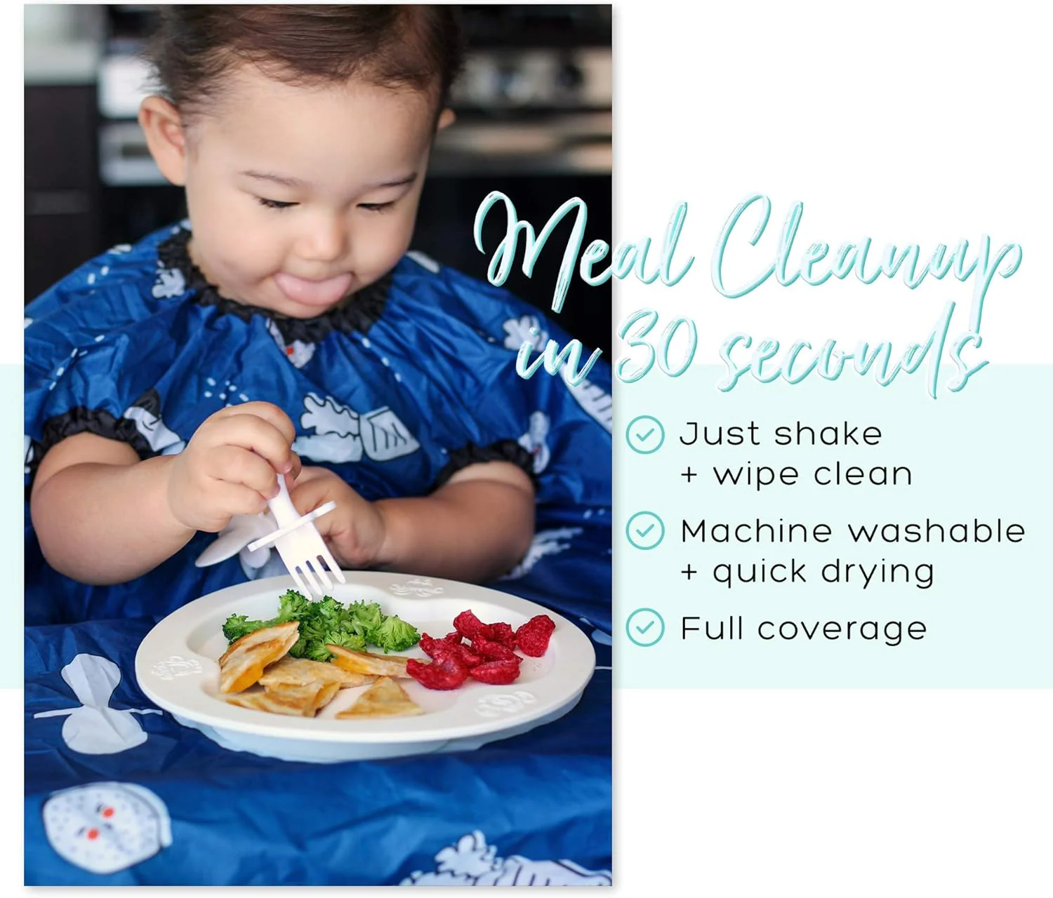 grabease All Over Bib for babies and toddlers - Teal - Image 4
