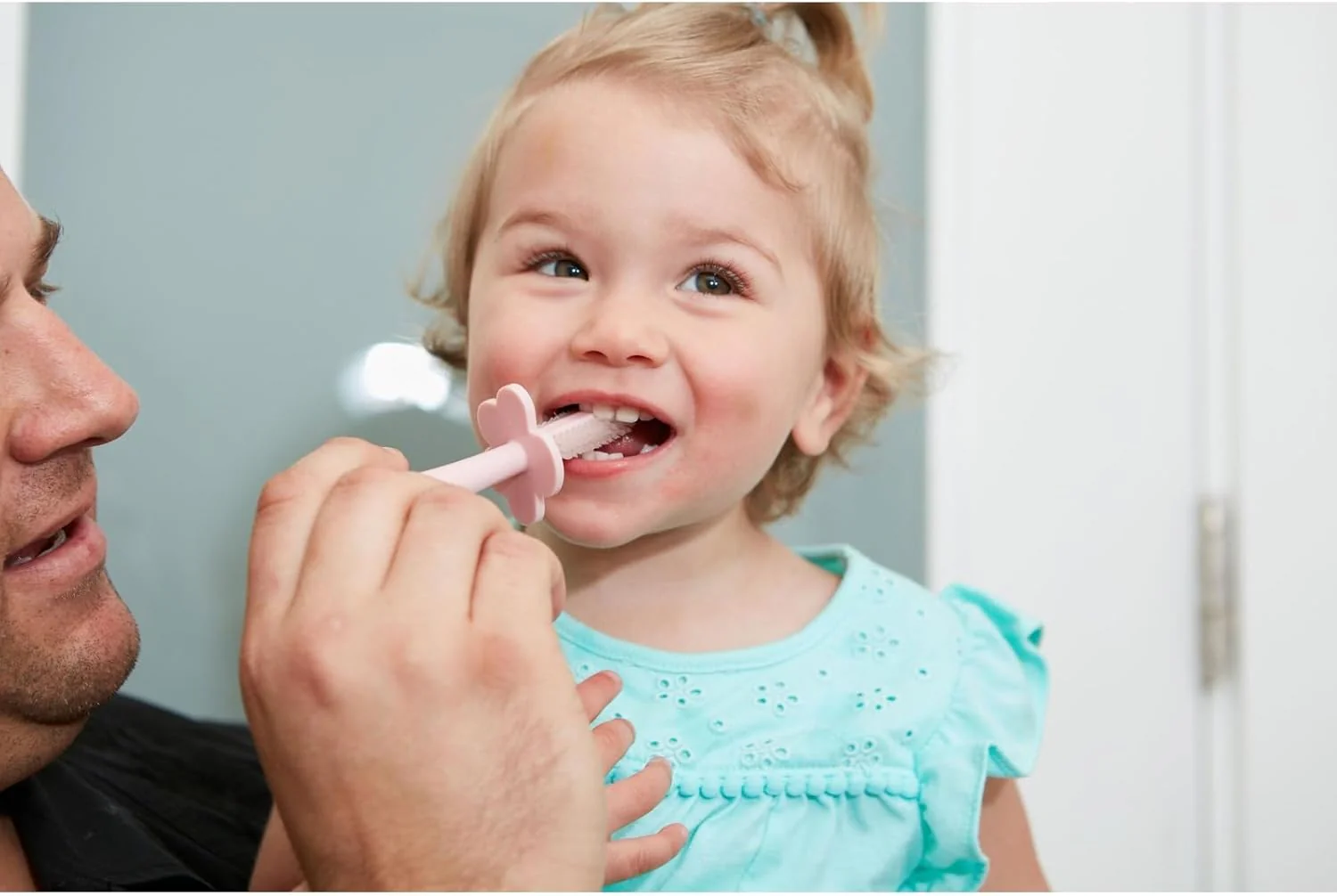 Grabease BPA-Free Double-Sided Baby Toddler Toothbrush - Pink - Image 3
