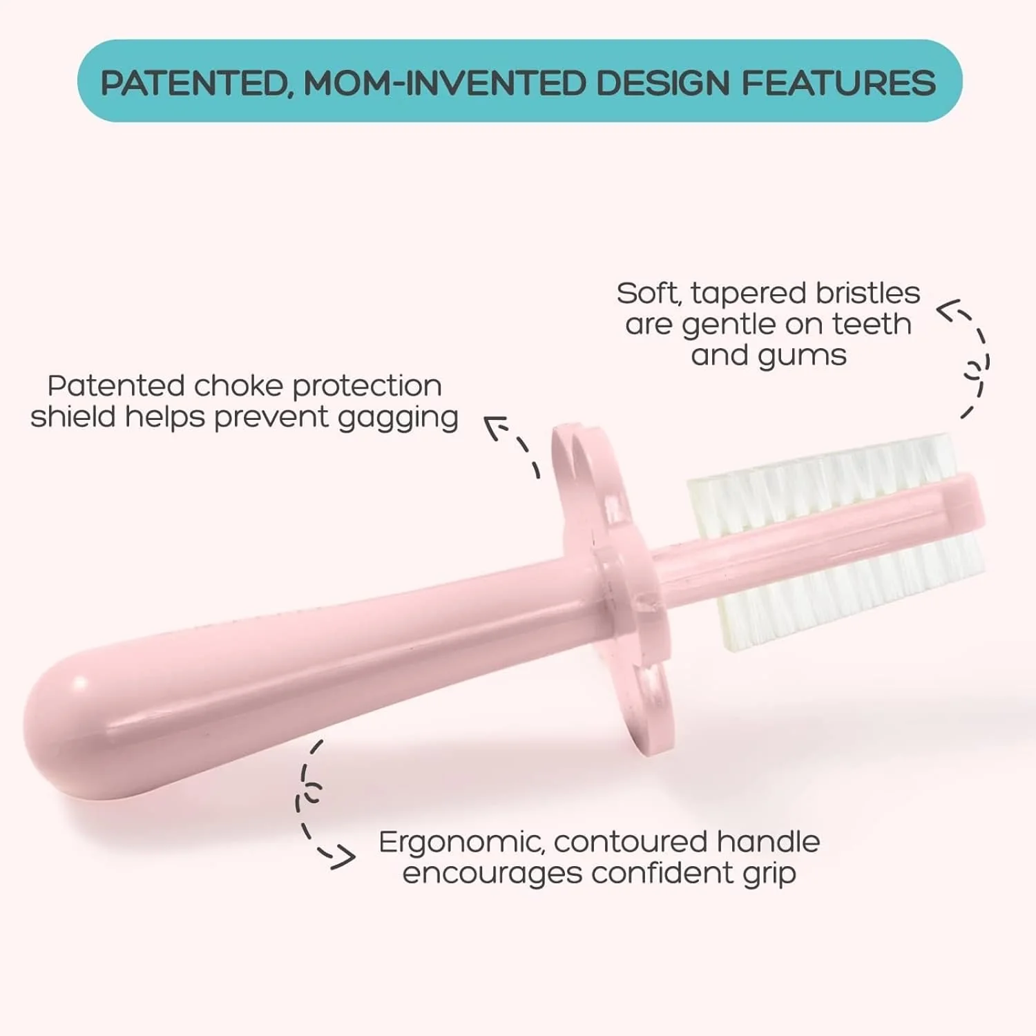 Grabease BPA-Free Double-Sided Baby Toddler Toothbrush - Pink - Image 4
