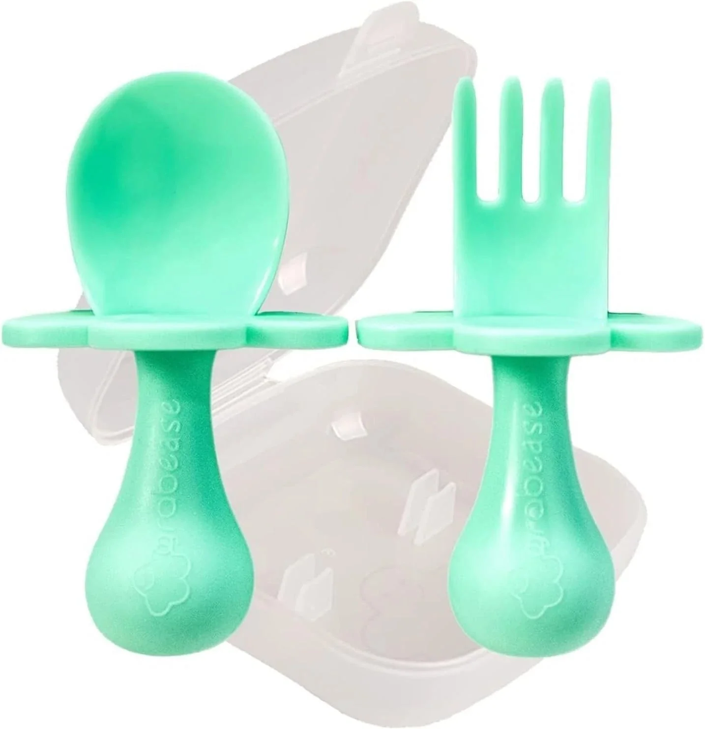 Grabease Silicone Baby Utensil Set - Mint Green - Image 2