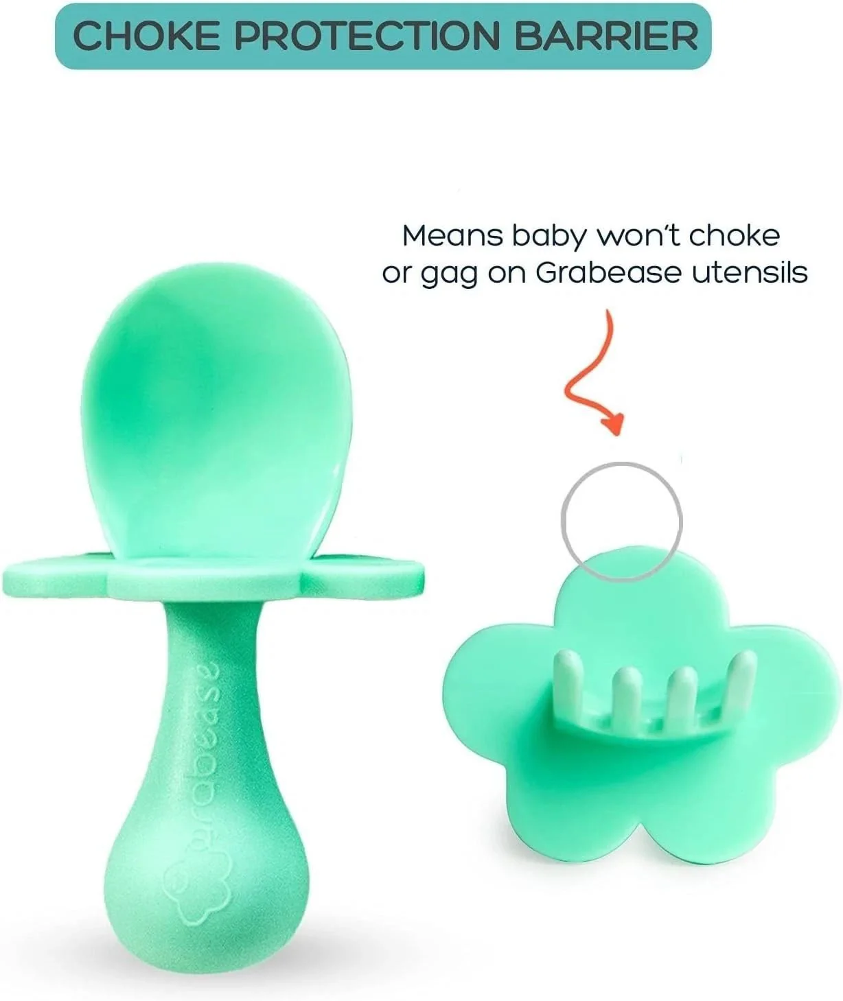 Grabease Silicone Baby Utensil Set - Mint Green - Image 3