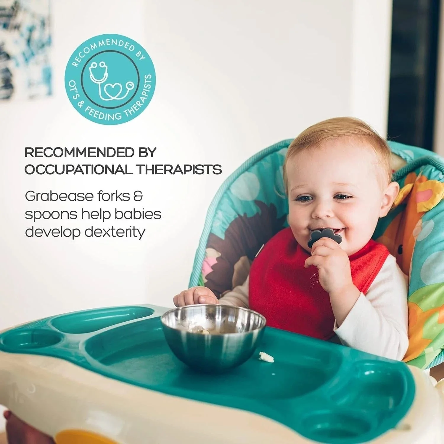 Grabease Silicone Baby Utensil Set - Mint Green - Image 5