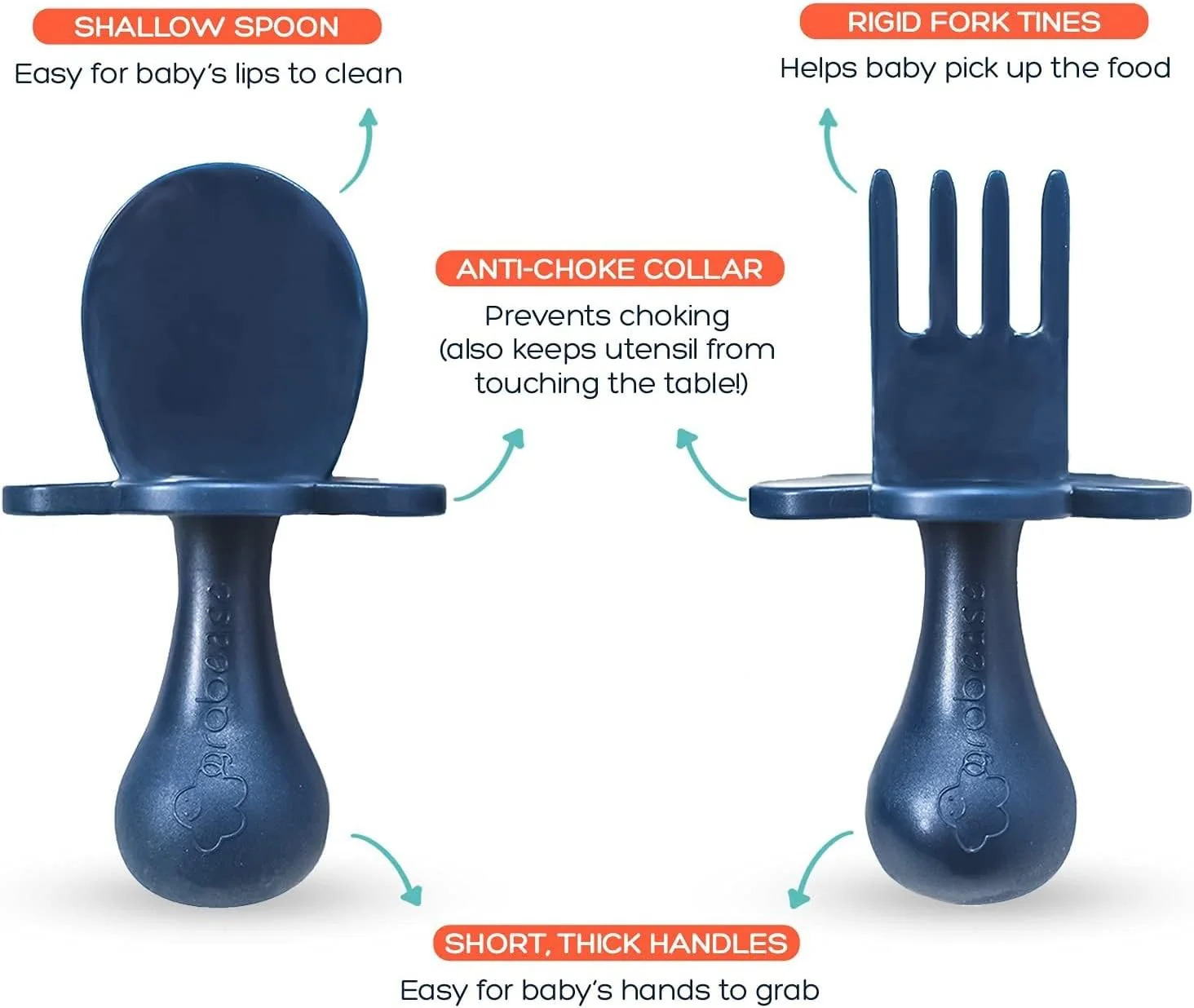 Grabease Silicone Baby Utensil Set - Navy - Image 5