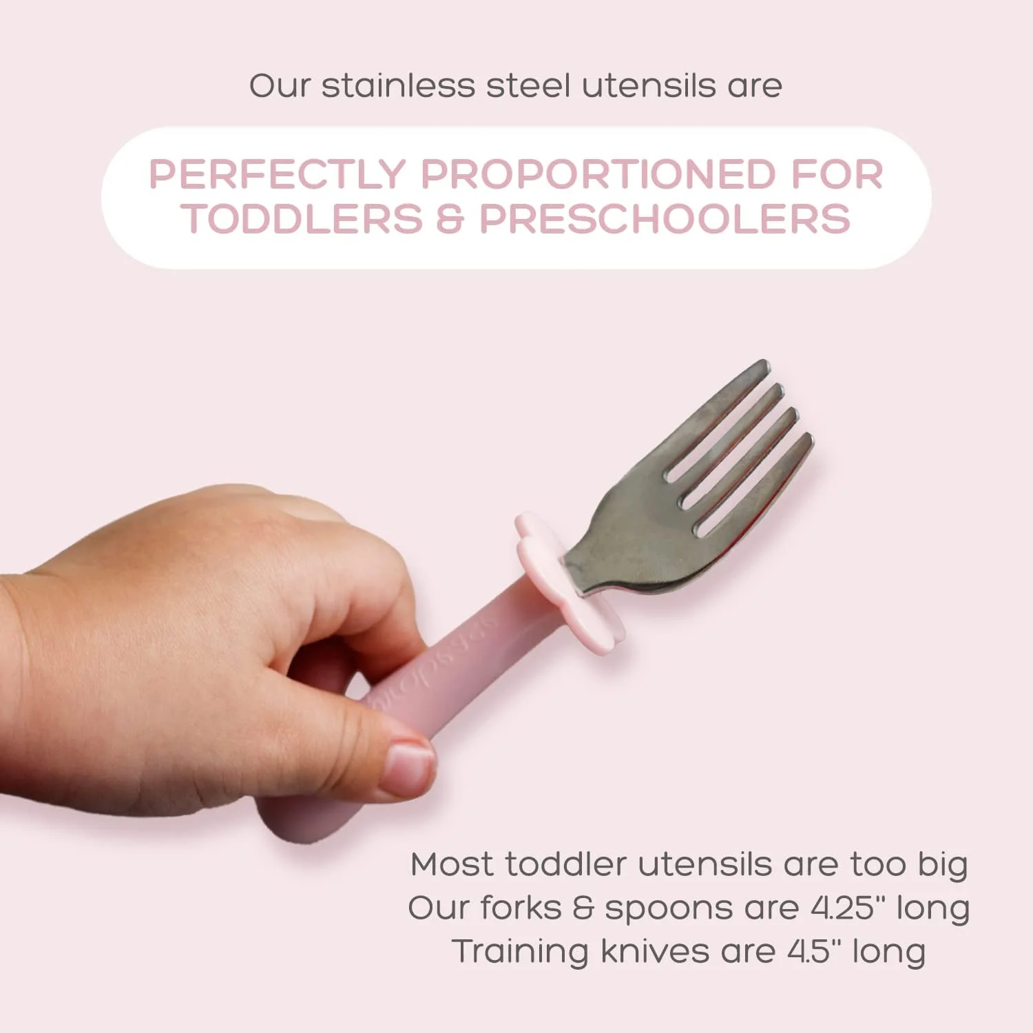 Grabease Toddler Utensils Set Fork Spoon & Knive - Blush Pink - Image 5