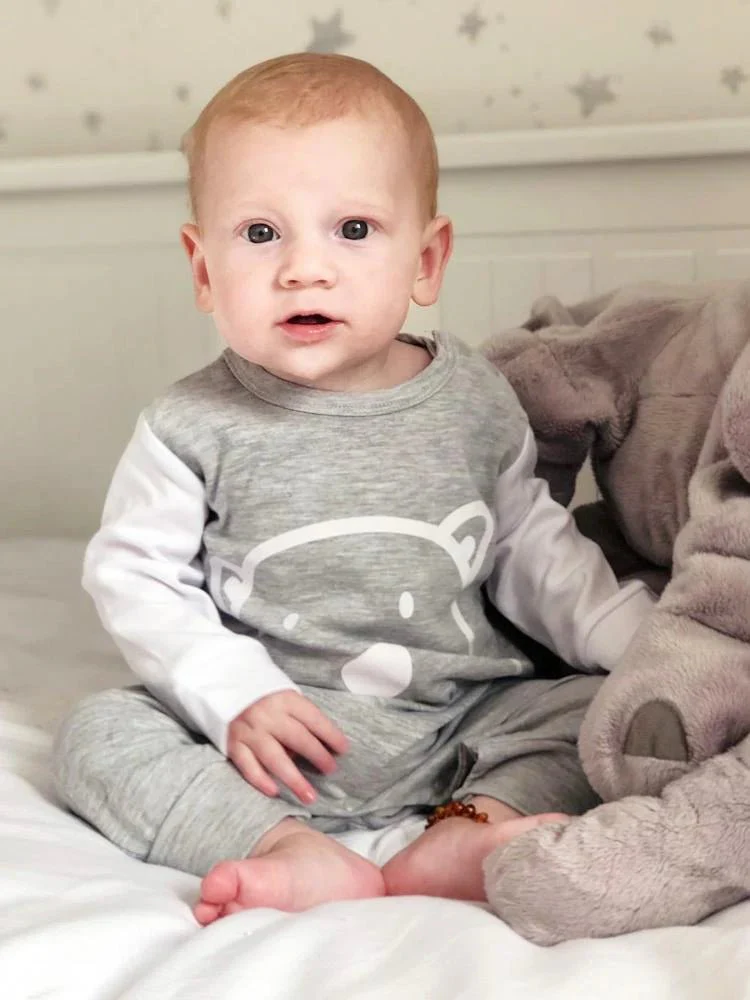 Grey Bear Baby Sleepsuit (Various Sizes) - Image 2