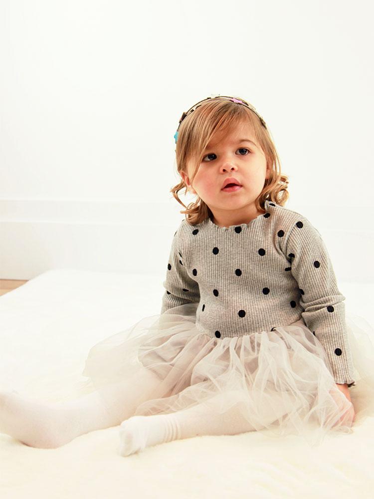 Grey Girls Polka Dot Party Tutu Dress (Various Sizes) - Image 2