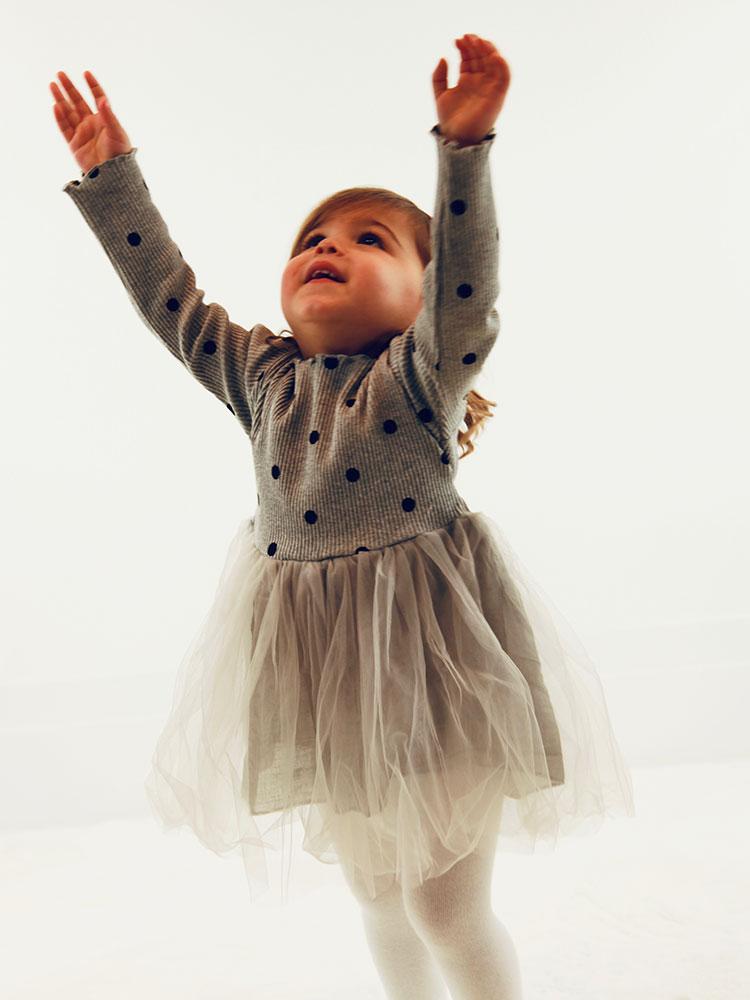 Grey Girls Polka Dot Party Tutu Dress (Various Sizes) - Image 3