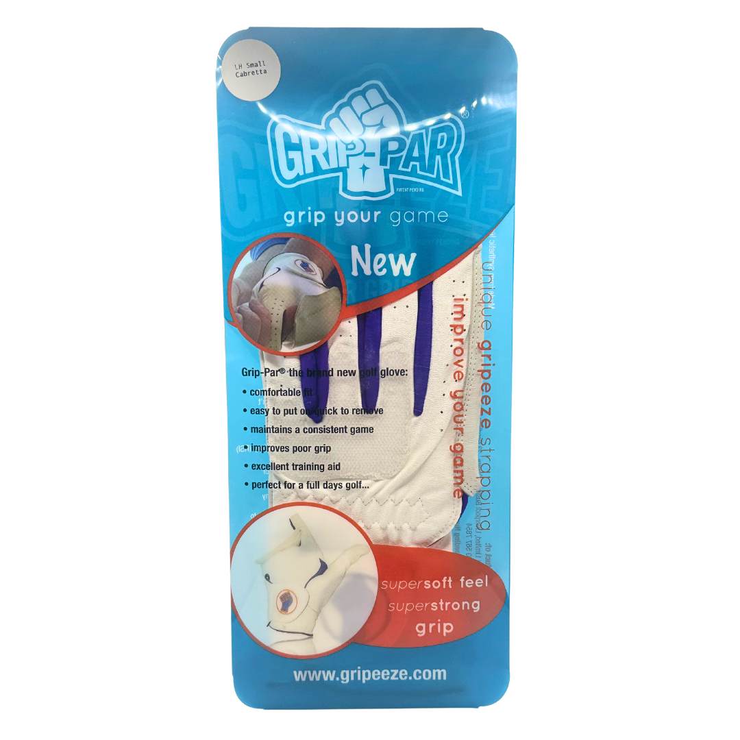 Grip-Par Cabretta Golf Glove - White/Blue (LH Small)