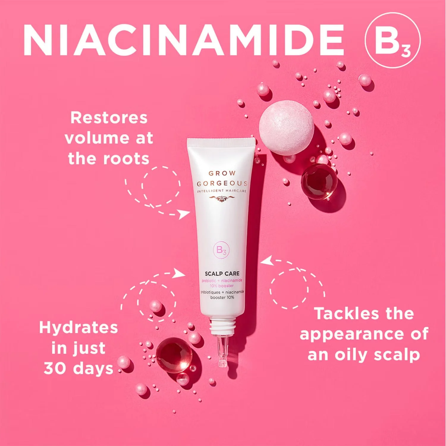 GROW GORGEOUS Scalp Care Volumising Niacinamide 10% Booster + Prebiotic - 30ML - Image 4