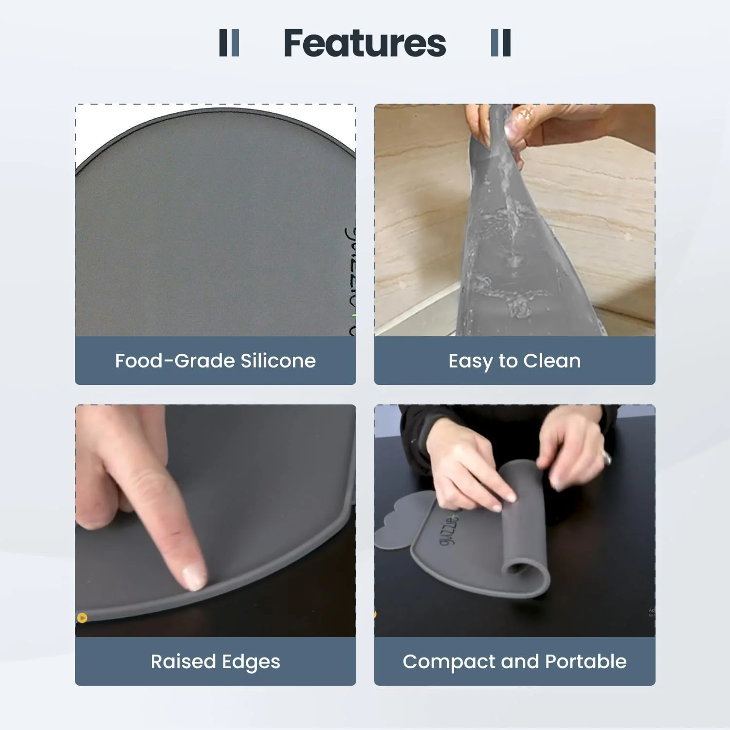 guzzie+Guss Perch Silicone Table Chair Placemat (Grey) - Image 6