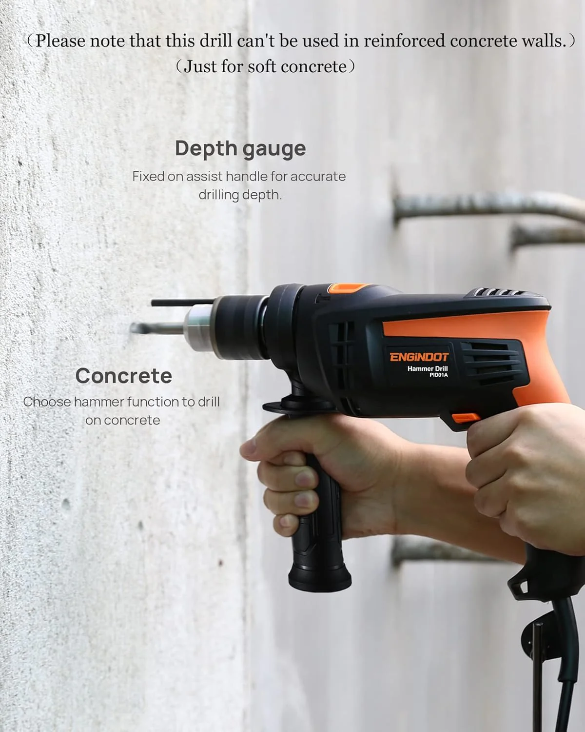 Hammer Drill, ENGiNDOT 710W Corded Impact Drill 2 IN1 - Image 4