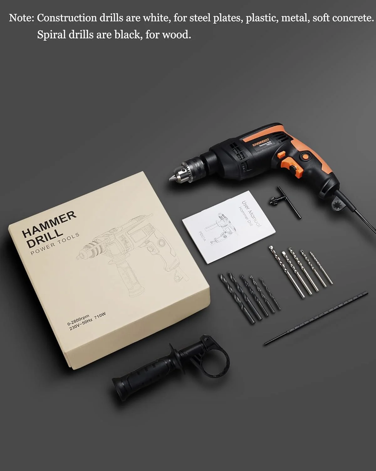 Hammer Drill, ENGiNDOT 710W Corded Impact Drill 2 IN1 - Image 7