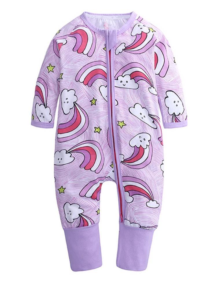 Happy Clouds - Lilac Baby Zip Sleepsuit with Hand & Feet Cuffs (Various Sizes)