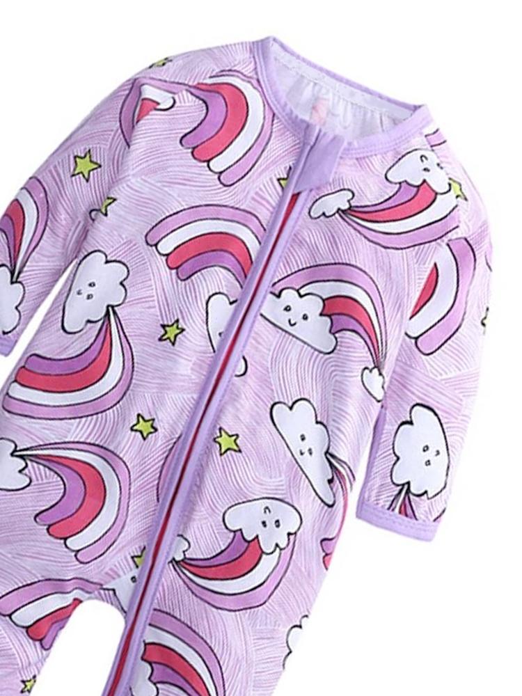 Happy Clouds - Lilac Baby Zip Sleepsuit with Hand & Feet Cuffs (Various Sizes) - Image 2