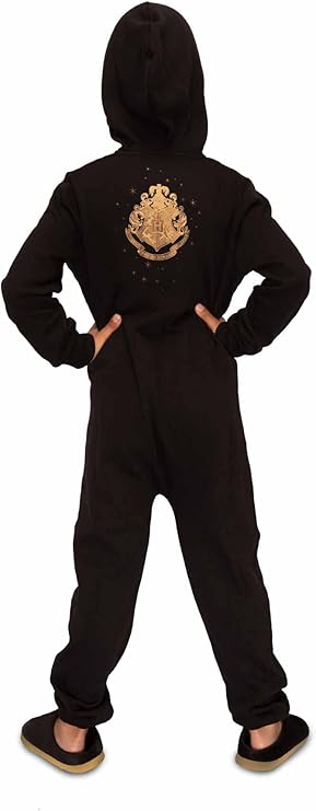 Harry Potter Hogwarts Kids Jumpsuit Onesie Age 7-9 Black/Gold - Image 2
