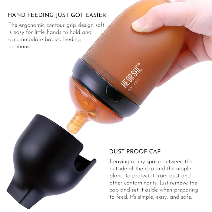 HE OR SHE Silicone Ultra Wide Neck Baby Bottle - Anti Colic Bottle (240ml) - Image 3