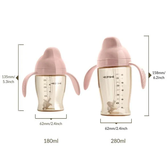 HEORSHE Dental-care Sippy Cup - 180ml (Pink) - Stage 1 6M+ - Image 2