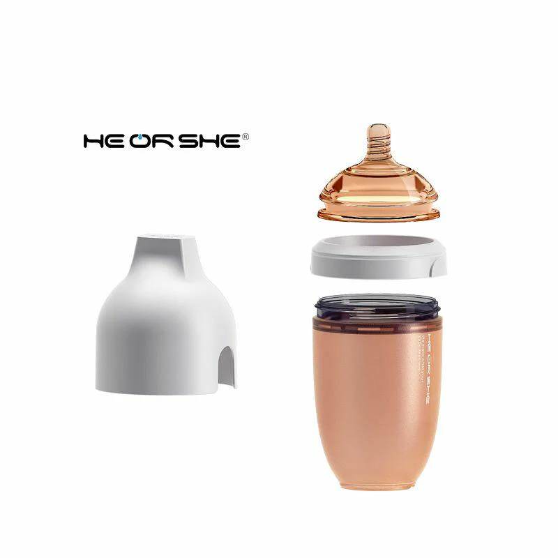 HEORSHE Ultra Wide Neck baby toddler Bottle, 6+ months, Grey, 240 ml - Image 2