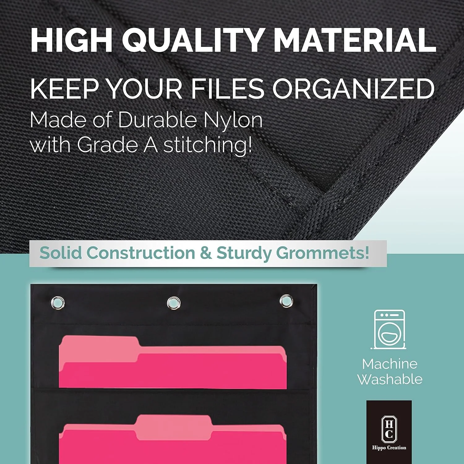 Hippo Creation Heavy Duty Storage Pocket Chart (Black - 1 Pack, 10 Pockets) - Image 6