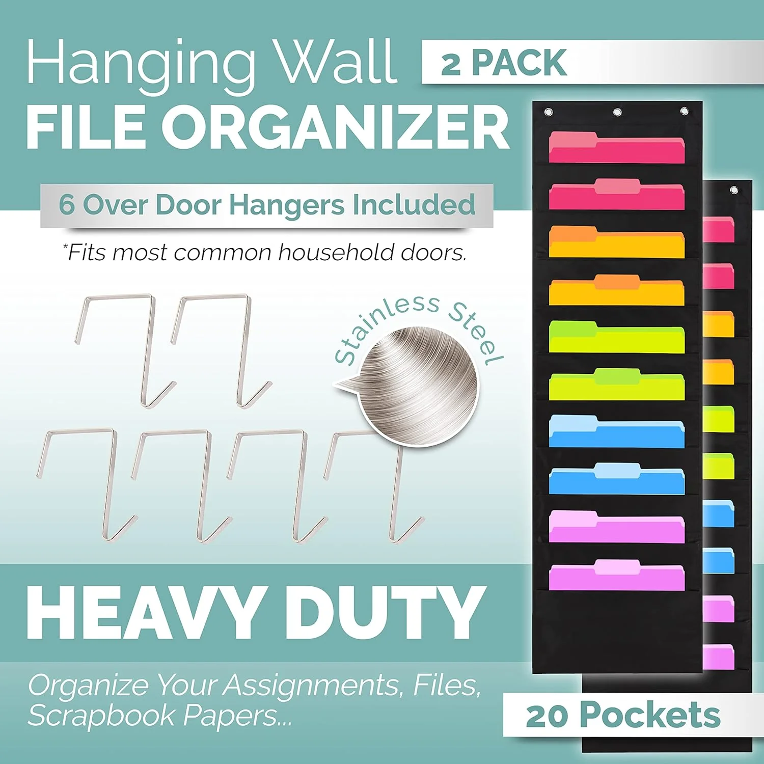 Hippo Creation Pocket Chart (Black - 2 Pack 10 Pockets) - Image 4