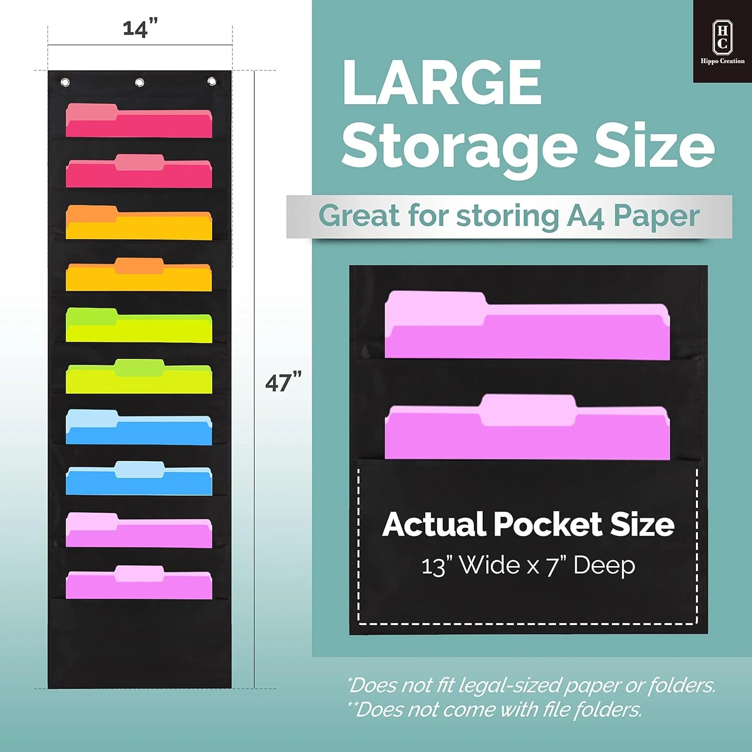 Hippo Creation Pocket Chart (Black - 2 Pack 10 Pockets) - Image 6