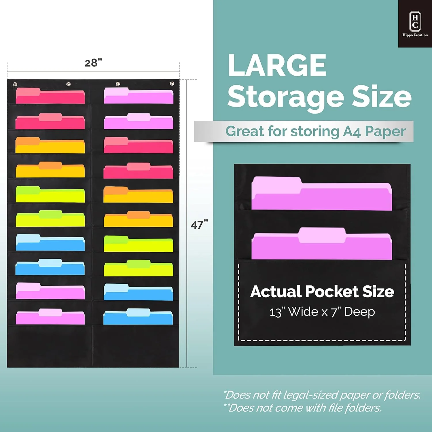 Hippo Creation Pocket Chart (Black - 1 Pack 20 Pockets) - Image 3