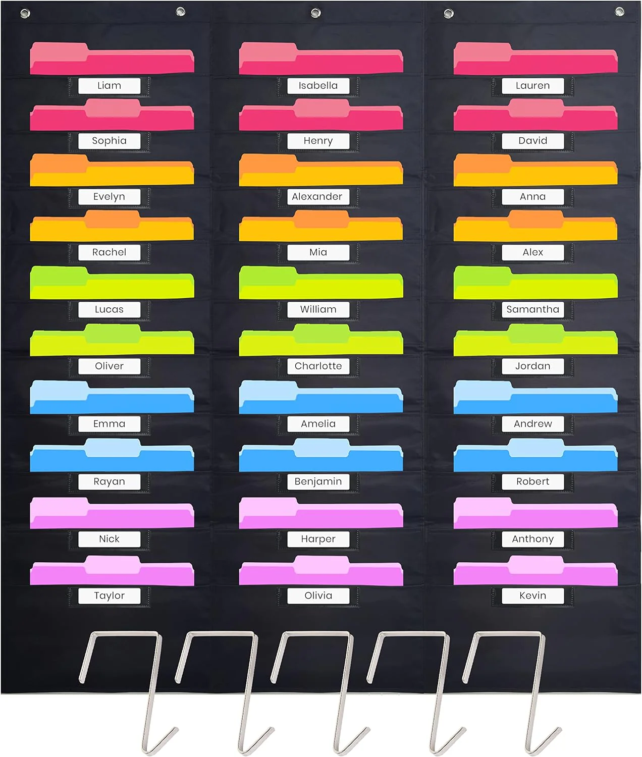 Hippo Creation Pocket charts (Black - 1Pack, 30 Pocket)
