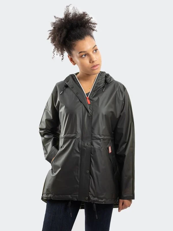 Hunter Women Raincoat Vinyl Smock - Dark Olive - XS (Size 6) - Image 3