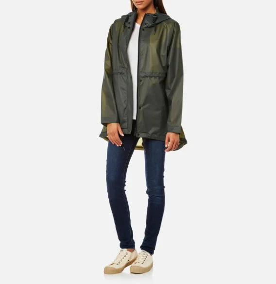 Hunter Women Raincoat Vinyl Smock - Dark Olive - XS (Size 6) - Image 4