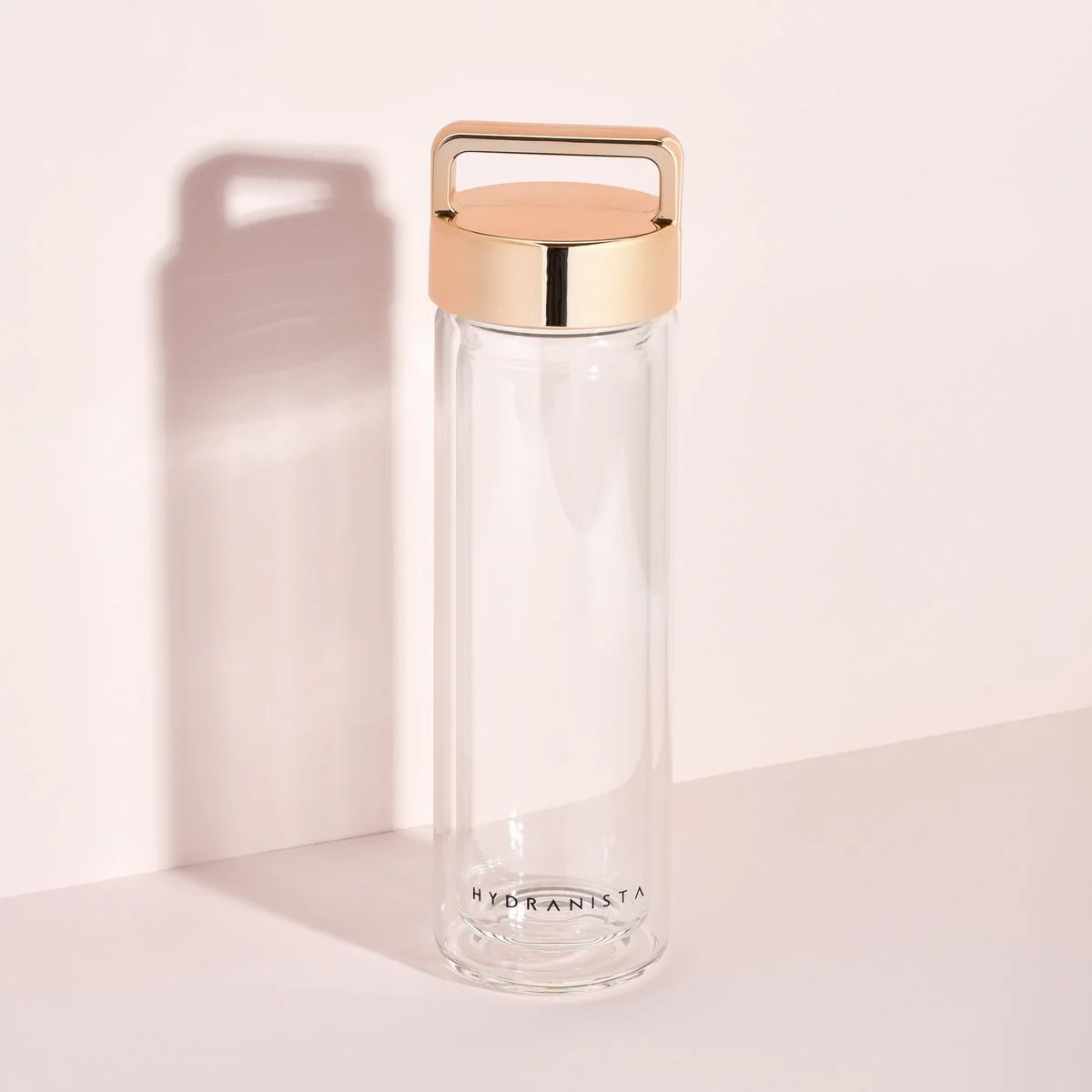 Hydranista Glass Water Bottle with infuser 500ml - Gold Lid - Image 7